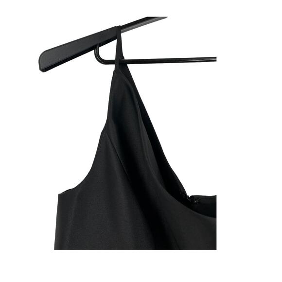 Alfred Sung Dress D831 One Shoulder satin gown black size 16 - Picture 3 of 6